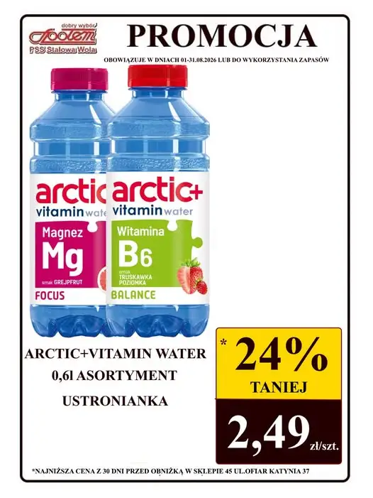 Ostatnia szansa: napoje Arctic+ Vitamin Water w promocji w Społem Stalowa Wola