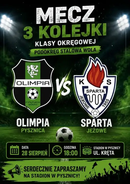 Olimpia podejmuje Spartę Jeżowe w 3. kolejce stalowowolskiej klasy okręgowej