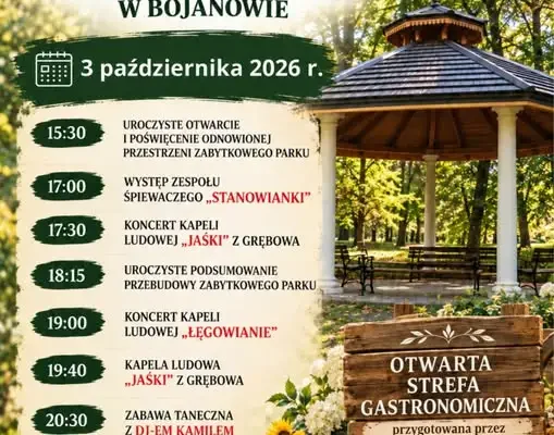 Otwarcie Zabytkowego Parku w Bojanowie – piknik integracyjny już 3 października