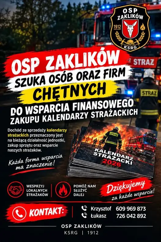 OSP Zaklików prosi o wsparcie finansowe. Każda złotówka pomoże w ratowaniu życia