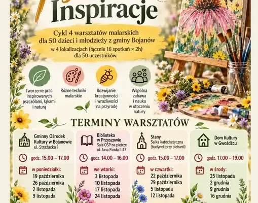 Bezpłatne warsztaty malarskie dla dzieci i młodzieży w gminie Bojanów