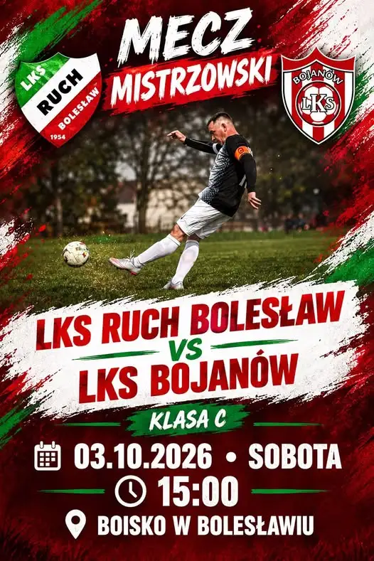 LKS Ruch Bolesław zmierzy się z LKS Bojanów w 8. kolejce Raciborskiej Klasy C