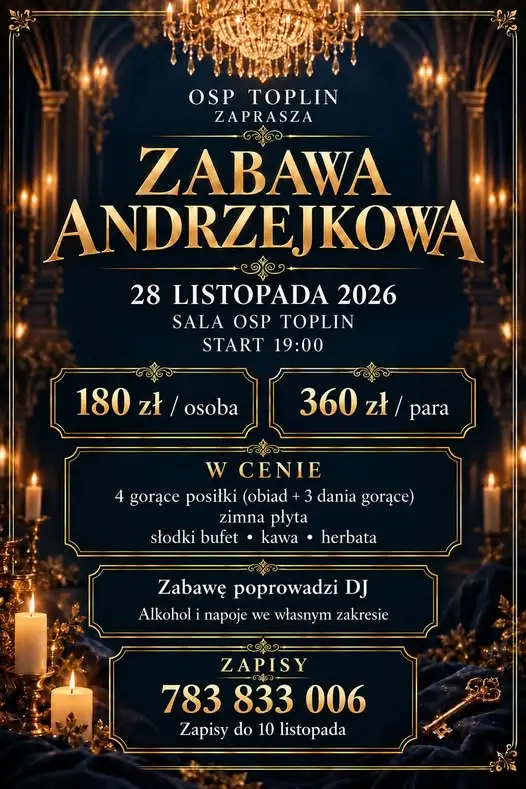 Zabawa andrzejkowa w OSP Toplin – zapisy do 10 listopada