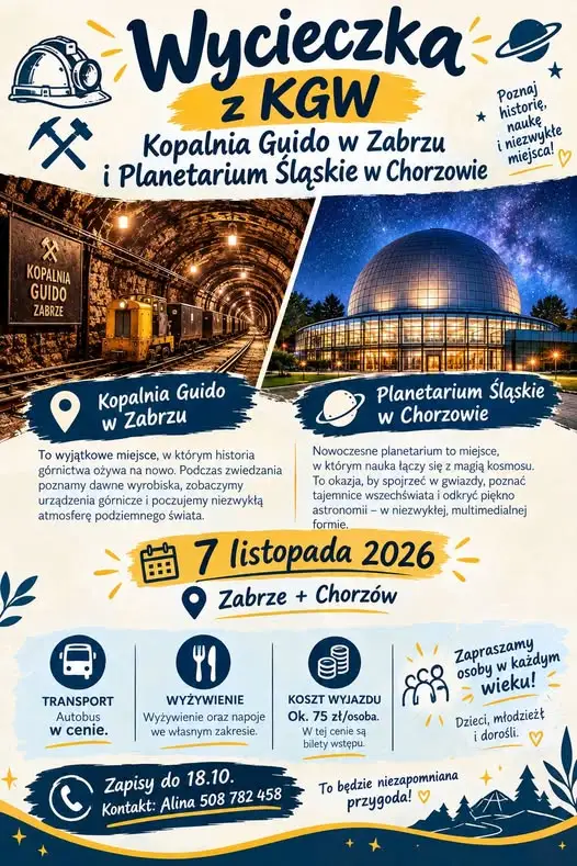KGW Bojanów zaprasza na wycieczkę do Kopalni Guido i Planetarium Śląskiego