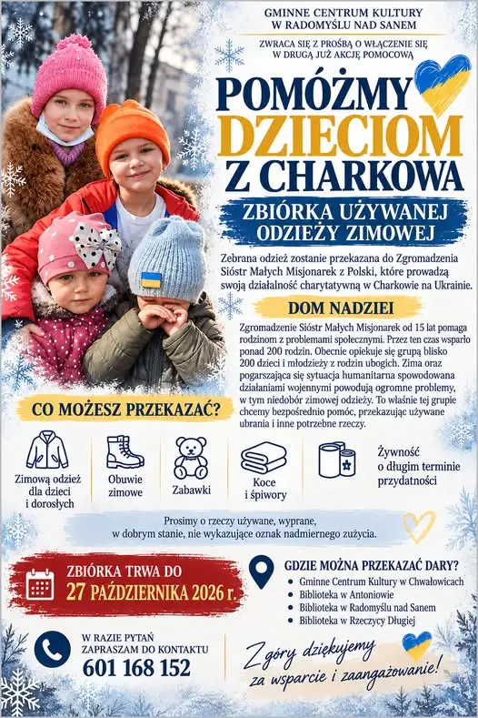 Radomyśl nad Sanem organizuje zbiórkę zimowej odzieży dla dzieci z Charkowa