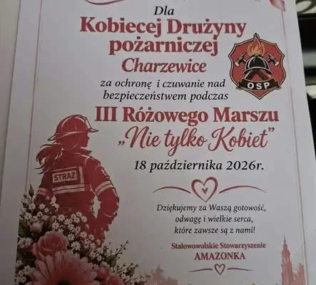Kobieca Drużyna Pożarnicza z OSP Stalowa Wola na Różowym Marszu