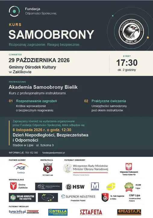 Dziś w Zaklikowie kurs samoobrony – start o 17:30