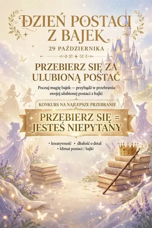 Dzień Postaci z Bajek w szkole – 29 października, przebrani uczniowie niepytani