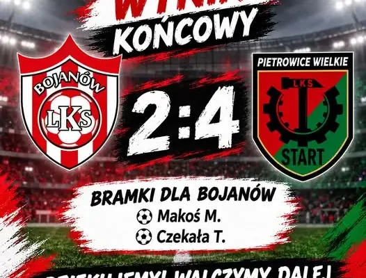LKS Bojanów przegrywa 2:4 z rezerwami Pietrowic, ale nie składa broni